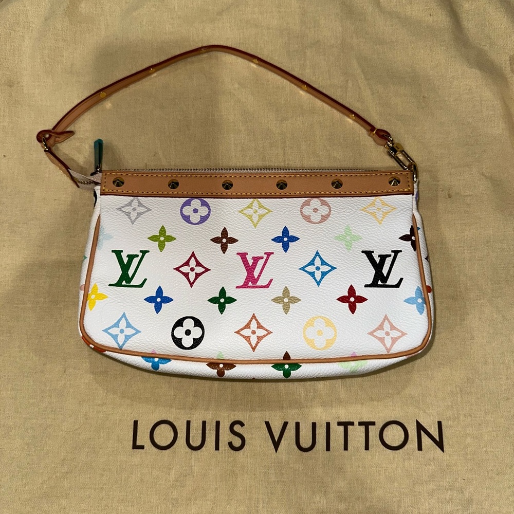Monogram Multicolor Pochette - White